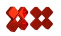 Red Crossed bandage plaster icon isolated on transparent background. Medical plaster, adhesive bandage, flexible fabric