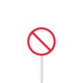 Red crossed sign post on white