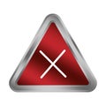 Red crossmark button. Metallic triangle shape. Error sign Vector. Negative result symbol. Royalty Free Stock Photo