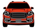 Red crossover off road truck, vector illustration, front view, flat Royalty Free Stock Photo