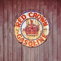 Red Crown Gasoline Vintage Sign on Red Barn