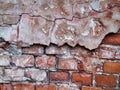 Red crumbling wall decay