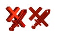 Red Crusade icon isolated on transparent background.