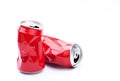 Red crushed cans Royalty Free Stock Photo