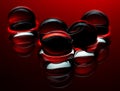 Red crystal balls in the water - abstract background