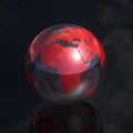 Red crystal globe africa 3d