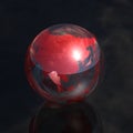 Red crystal globe asia 3d