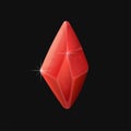 Red Crystal. Magic Gemstone Icon on Black Background. Vector