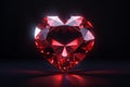 Red crystal in the shape of a heart. Luxurious red jewelry for Valentine's day Royalty Free Stock Photo