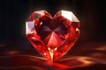 Red crystal in the shape of a heart. Luxurious red jewelry for Valentine's day Royalty Free Stock Photo