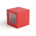Red Cube with a Frosted Glass Window on a White Background container geometric Royalty Free Stock Photo
