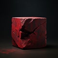 Minimalism Image: Dark Red Cube With Tiny Cracks (v5.2