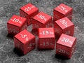 Red cubes with different discounts for sale. Figures with percentages Royalty Free Stock Photo