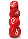 Red cubes illustrating FAQs