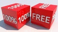 Red cubes with one hundred percent free concept Royalty Free Stock Photo