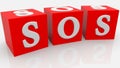 Red cubes with sos concept Royalty Free Stock Photo