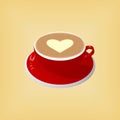 red cup of coffee, espresso, americano, latte, cappuccino for coffee shop, cafe, restaurant, drink, .