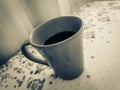 Red cup of coffee on grandmas table. Angra dos Reis Royalty Free Stock Photo