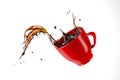 Red cup mug with coffee splash Royalty Free Stock Photo
