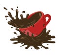 Red cup Spilled coffee vector Royalty Free Stock Photo