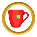 Red cup with tea bag icon Royalty Free Stock Photo