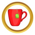 Red cup with tea bag vector icon Royalty Free Stock Photo