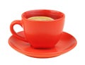 Red cup of tea with lemon Royalty Free Stock Photo