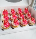 Red cupcakes with strawberry