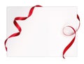 Red curled gift ribbons isolated on white