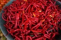 Red Curly Chili sell in Traditional Markets. Royalty Free Stock Photo