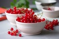Red currant berries bowl. Generate Ai