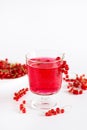 Red Currant Drink in Glass Summer Beverage Tasty Summer Drink White Backgriund Detox Infused Water Vertical Royalty Free Stock Photo
