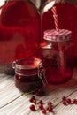 Red currant home made jam and compot with fresh fruits Royalty Free Stock Photo