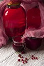 Red currant home made jam and compot with fresh fruits Royalty Free Stock Photo