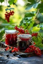 red currant jam in a jar. Selective focus. Royalty Free Stock Photo