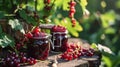 red currant jam in a jar. Selective focus. Royalty Free Stock Photo