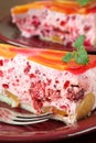 Red currant mousse with peaches
