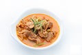 Red curry with pork and coconut milk (Panaeng), Spicy Thai food. Royalty Free Stock Photo