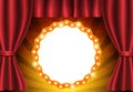 Red curtain on circus vintage background. Design for presentation, concert, show Royalty Free Stock Photo