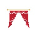 Red curtain cornice decor domestic fabric interior