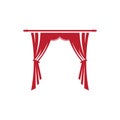 Red curtain cornice decor domestic fabric interior