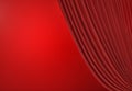 Red curtain or drapes background scene with space for text. 3d render Royalty Free Stock Photo