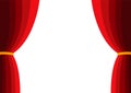 Red curtain flat simple illustration. Vector red curtain open cinema background design