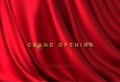 Red curtain and golden lettering Grand Opening 3d realistic background. Elegant celebration event design. Vector illustration Royalty Free Stock Photo