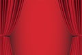 Red curtain opened . Royalty Free Stock Photo