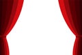 Red curtain opened on a white background. Royalty Free Stock Photo
