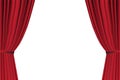 Red curtain opened on white background. Royalty Free Stock Photo
