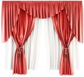 Red curtain with pelmet on a white background. 3d. Royalty Free Stock Photo