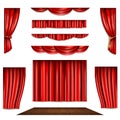 Red Curtain And Stage Icons Set