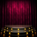 Red curtain stage with lights Royalty Free Stock Photo